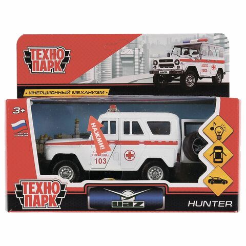 Модель мет. UAZ HUNTER Скорая ТЕХНОПАРК - миниатюра 3