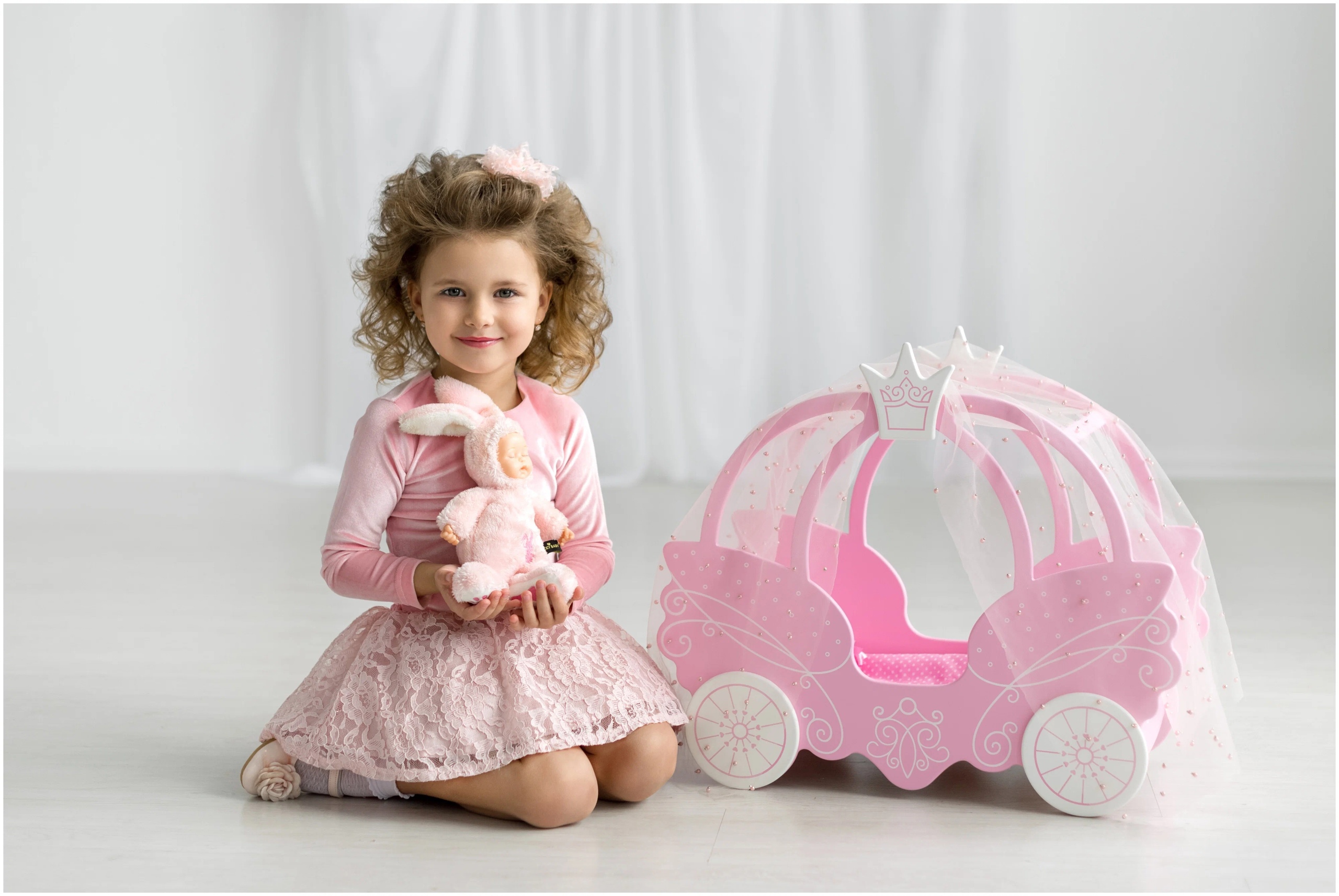 Кроватка для куклы роз. - фото 1