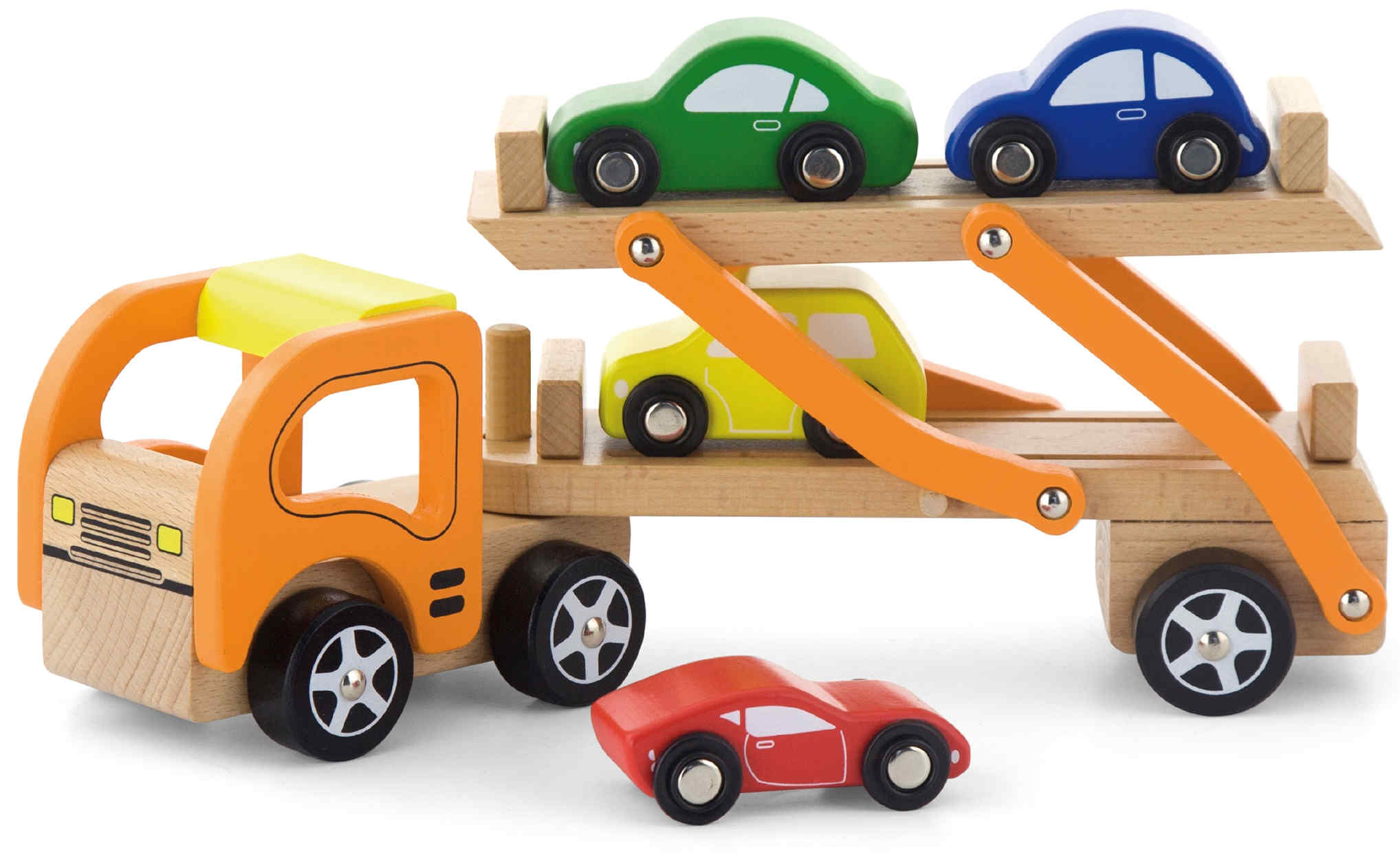 Трейлер с машинками деревянный VIGA - фото 1