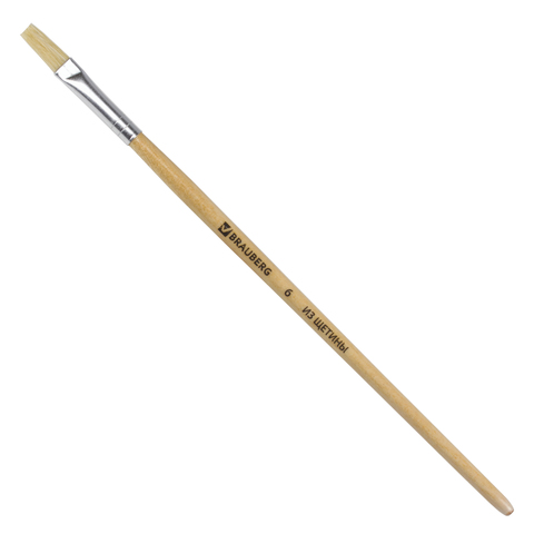 Кисть щетина №6 плоская BRAUBERG - фото 1