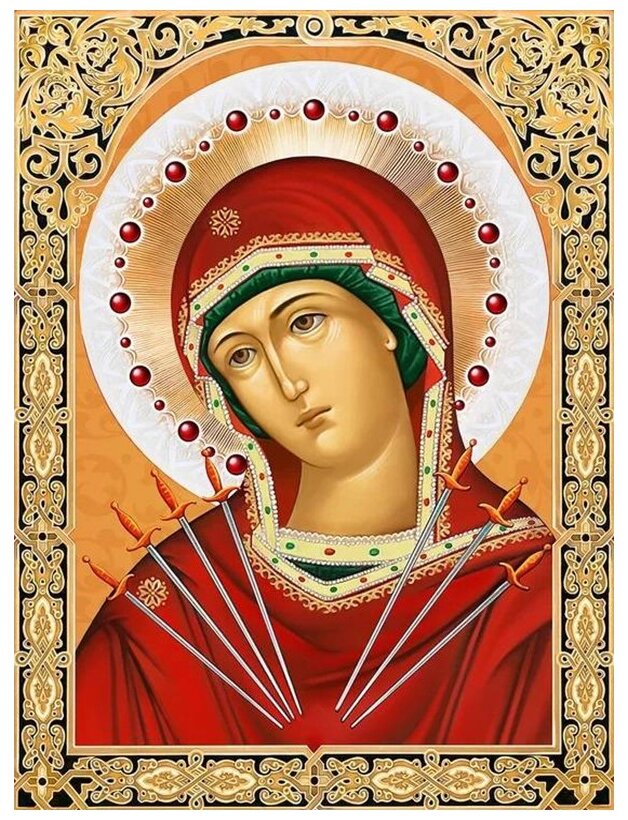 Картина стразами 30*40 Икона Семистрельная - фото 1