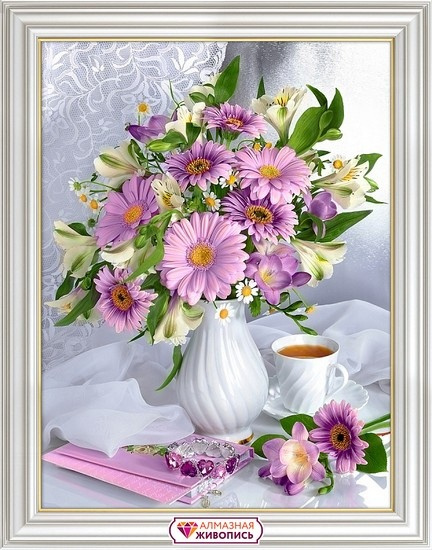 Картина стразами 30*40 Альстромерия и герберы - фото 1