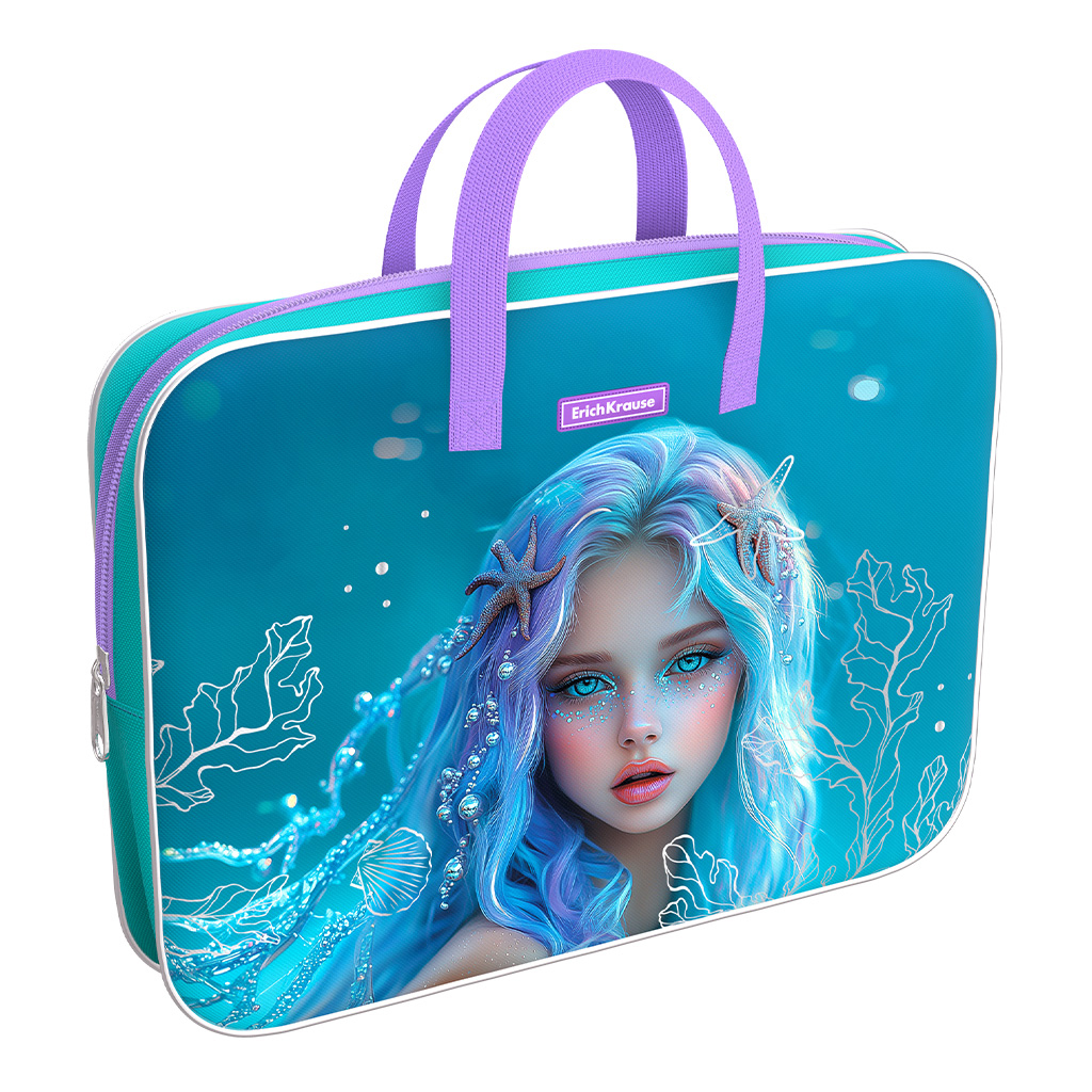 Папка для тетрадей на молнии с ручками А4 Аквамарин EK - фото 1