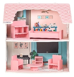 Дом для кукол с мебелью деревянный Лазурь - фото 1