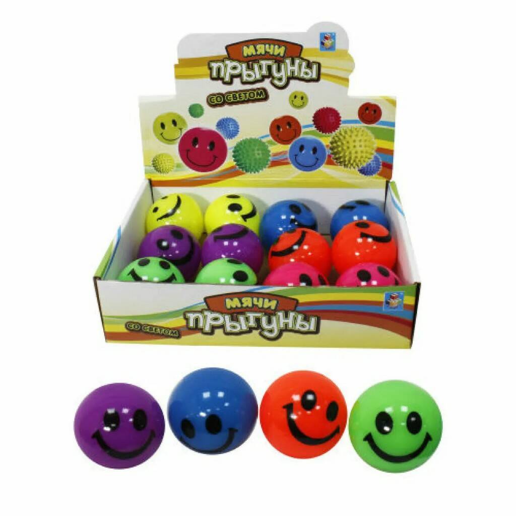 Мяч - смайлик (свет) 6 см - фото 1