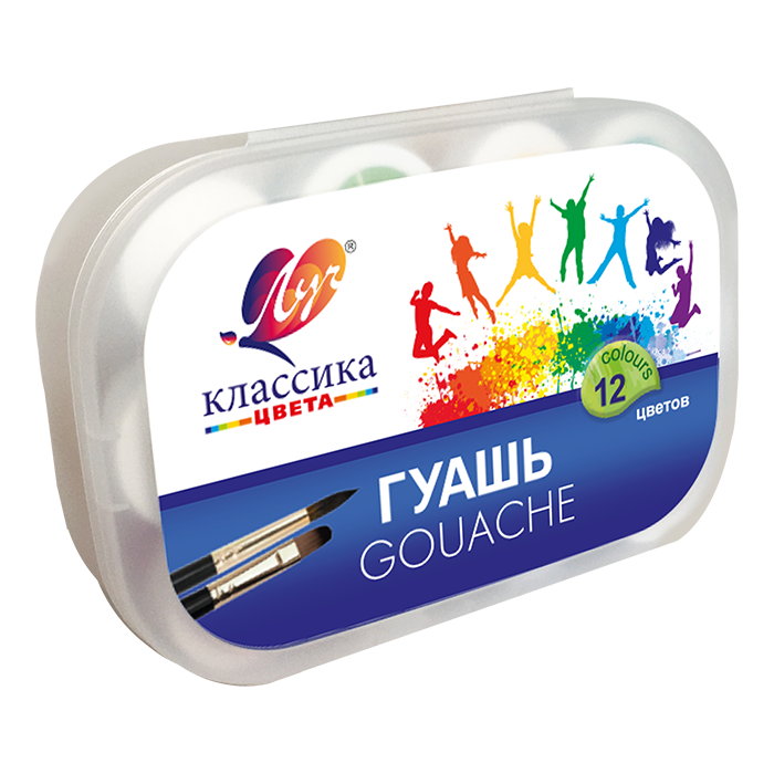 Краски Гуашь 12 цв. Классика в контейнере ЛУЧ - фото 1
