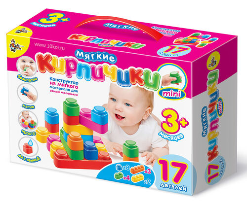 Конструктор мягкий Кирпичики 17дет. мини ДК